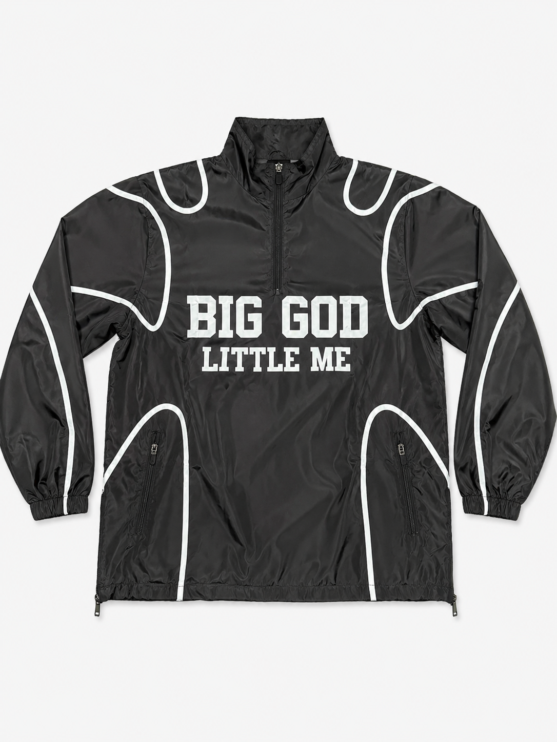 Big God Little Me Quarter-Zip Windbreaker - Black/White