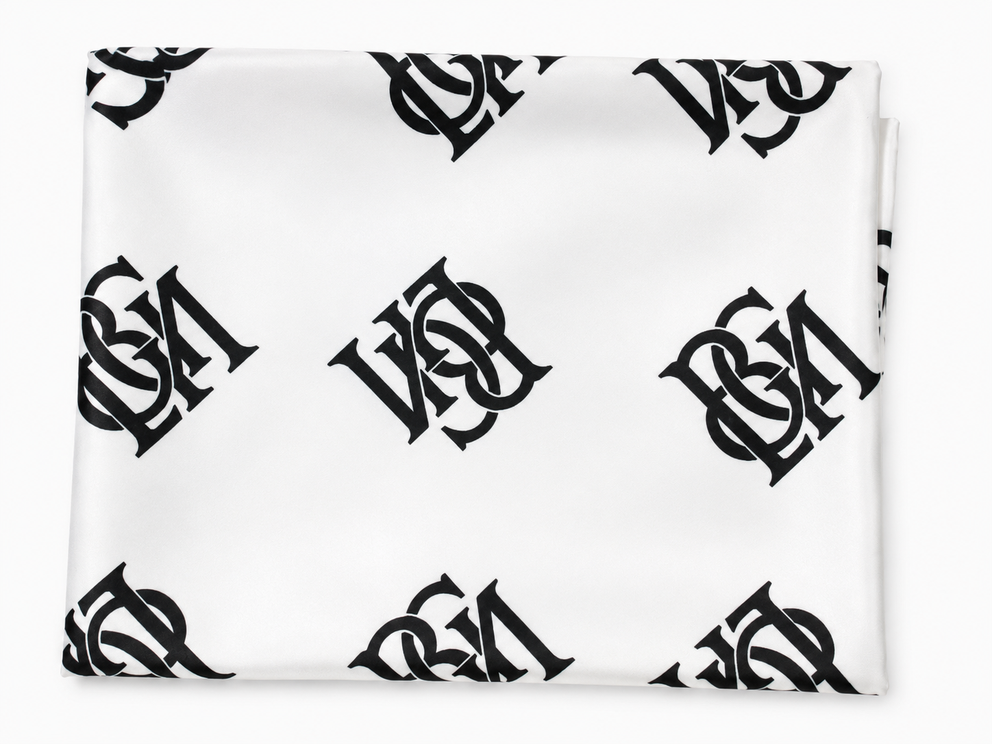 Below Average "BGLM" Monogram Silk Scarf - White/Black