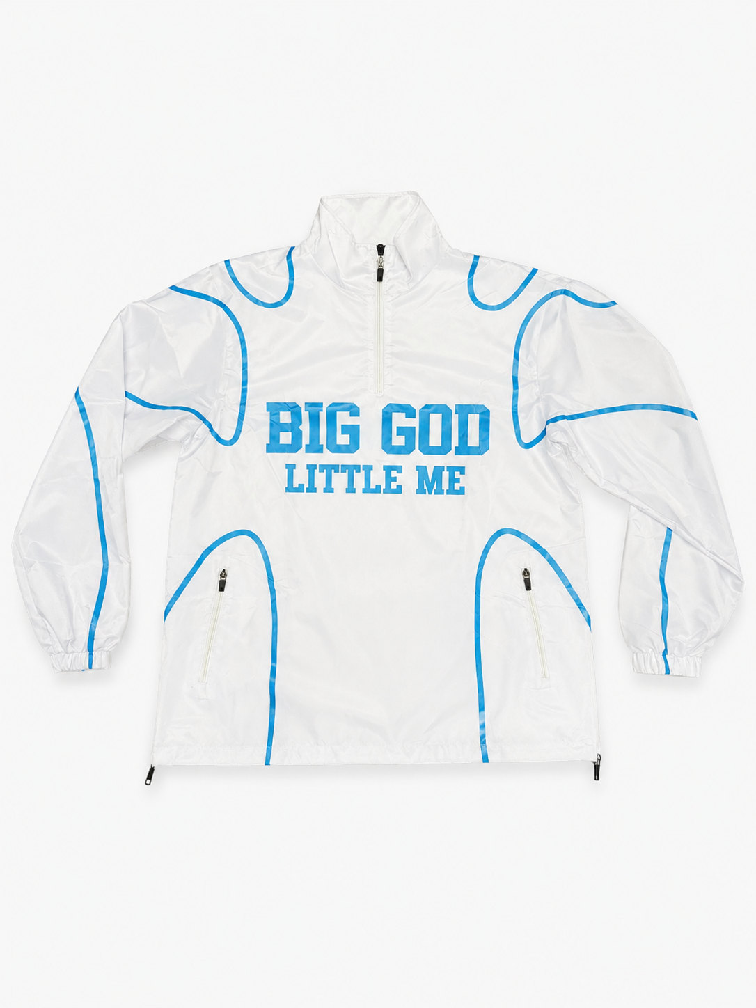 Big God Little Me Quarter-Zip Windbreaker - White/Blue